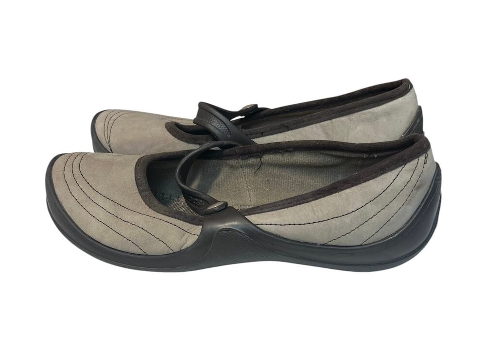 Crocs Nubuck Leather Mary Jane Comfort Slip-On Brown/Tan 8